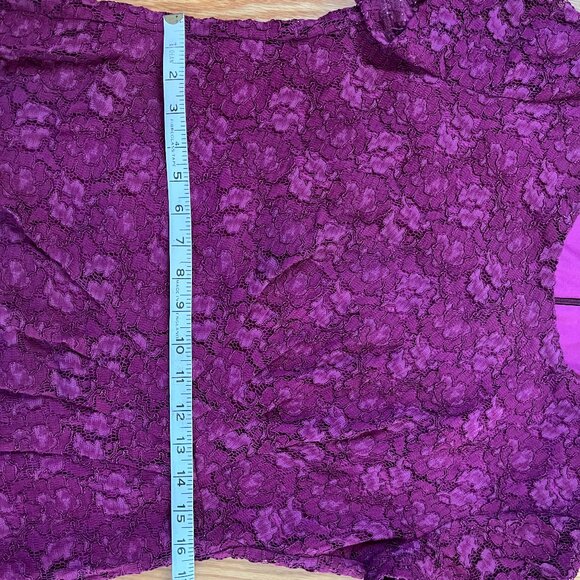 PLANET Womens 12 LACE Plum Purple Lined Party DRESS w zip, short cap sleeve - Picture 13 of 14